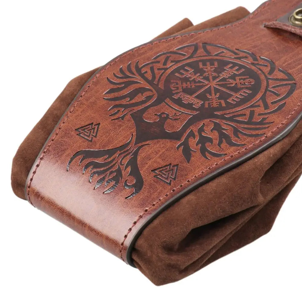Fashion Coin Purse Vintage Medieval Waist Bag Dragon Wolf Pattern Halloween Cosplay Coin Purse Viking Knight Accessories