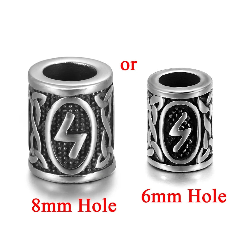 Stainless Steel Viking Rune Beads Hair Beard Lanyards Paracord Bead Jewelry Bracelet Components Jewellery Making DIY Accessories