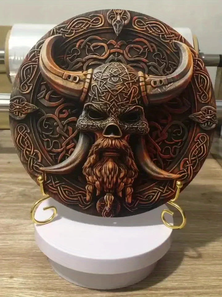 Viking Warrior Mask 8X8" Aluminum Wall Art - Durable & Uv Protected, Perfect For Home, Garage, Cafe Decor | Easy To Hang