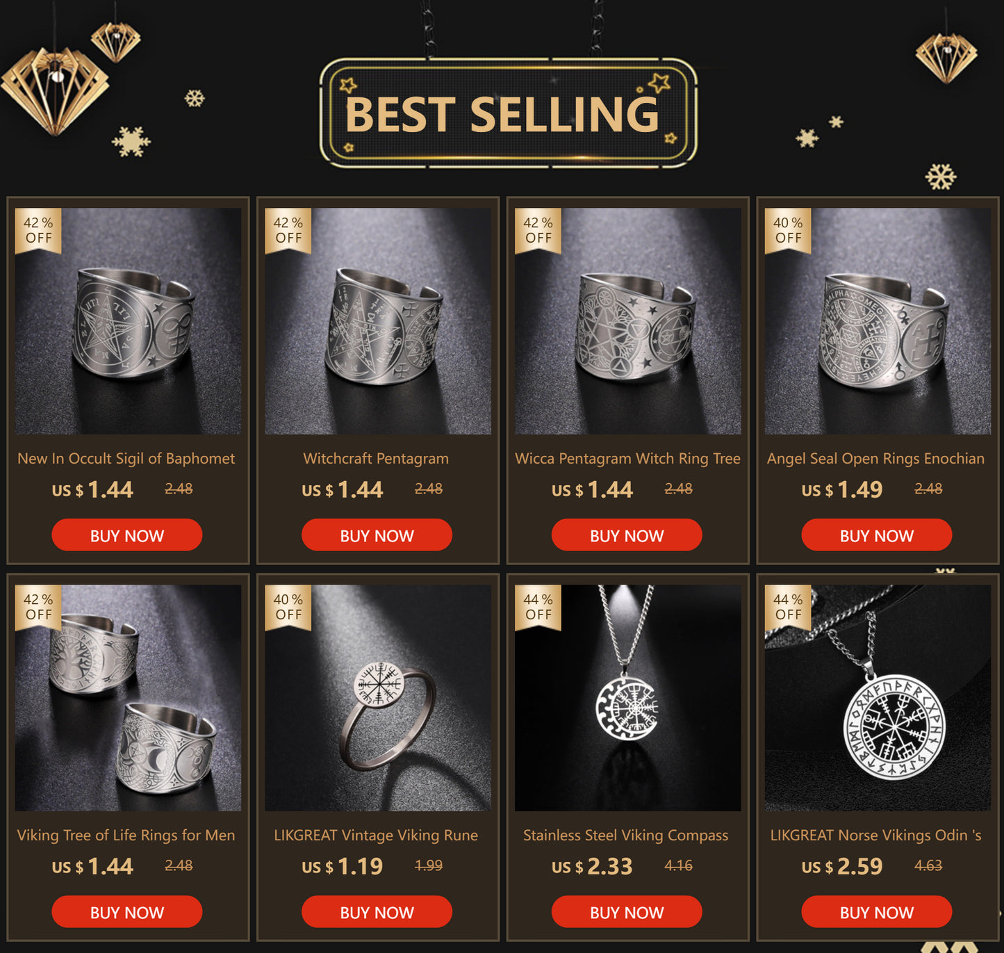 LIKGREAT Viking Compass Vegvisir Ring Helm of Awe Nordic Rune Scandinavian Amulet Stainless Steel Jewelry New Year Gift