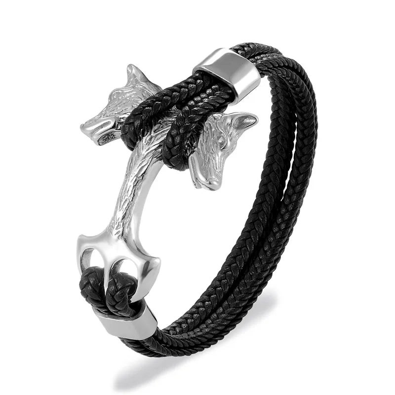 Stainless steel bracelet lion head Tor hammer