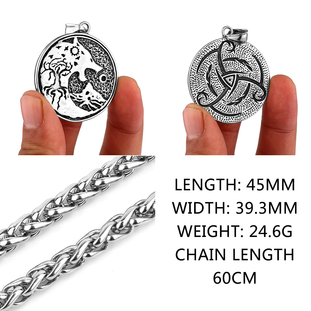 Viking Style Various Wolf Head Runes Original Stainless Steel Material Unisex Necklace Pendant Birthday Gift Factory Wholesale