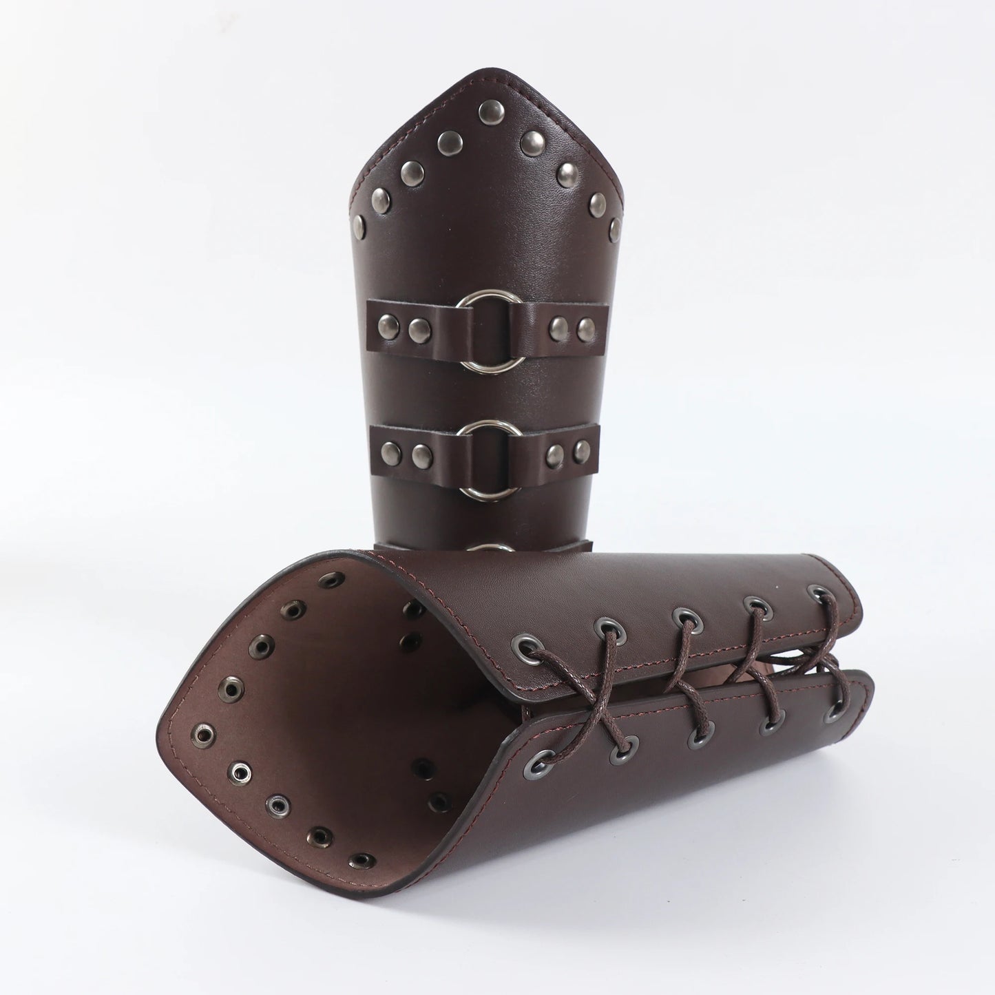 Medieval Retro Multi-Layered Leather Studded Shoulders Viking Style Warrior Shoulder Armor Combo Halloween Costume Cosplay