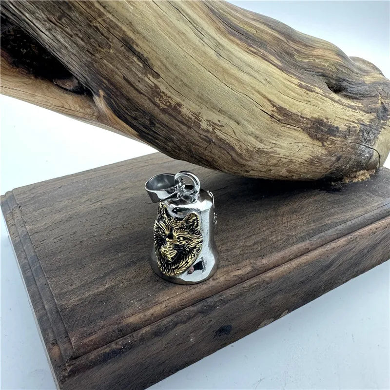 Vikings Wolf Necklace 316L Stainless Steel Jewelry Punk Biker Polishing Bell Man Pendant