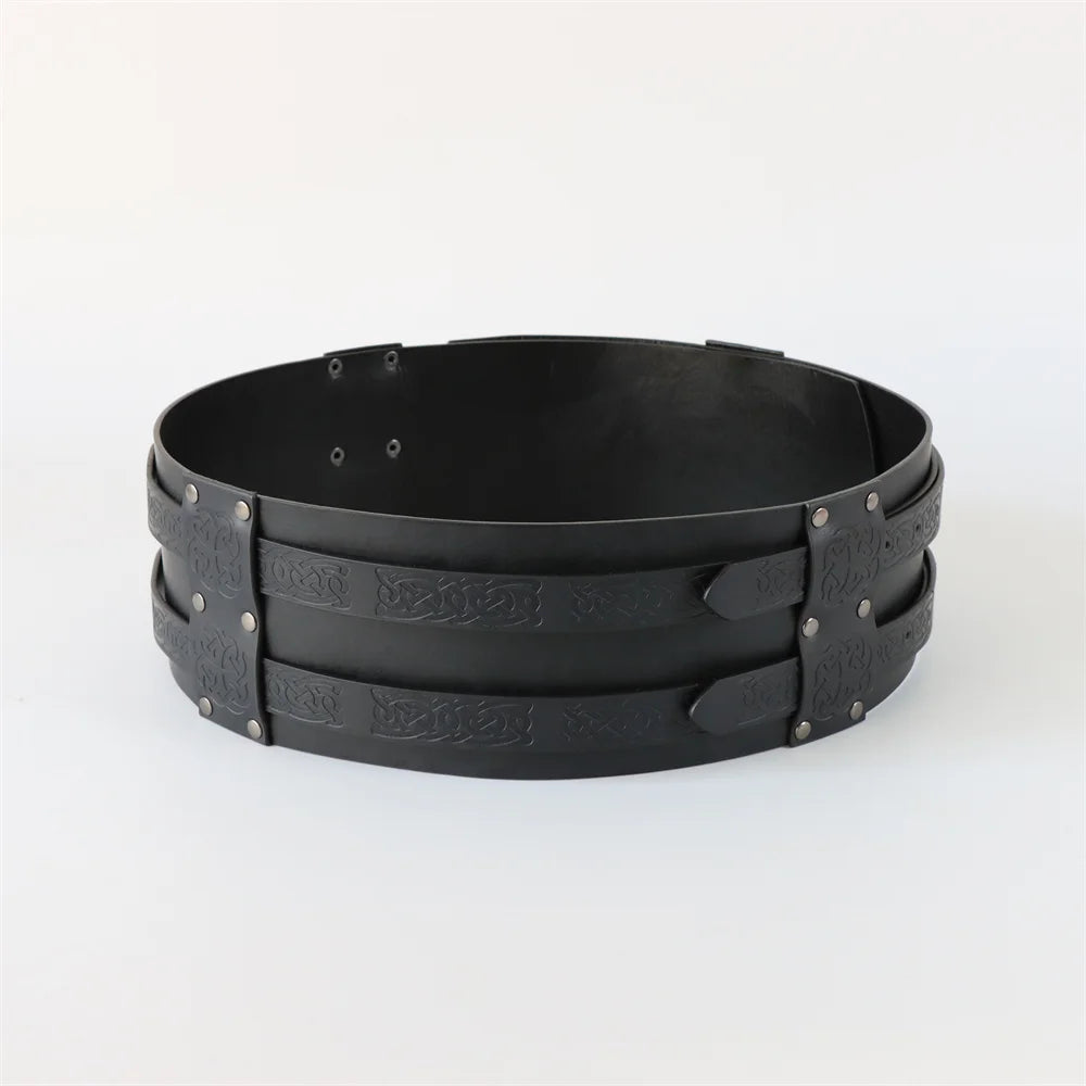 Medieval Viking Wide Belt  Halloween Medieval Faux Leather Armor Belt Knight Cosplay Corset Belt LARP Costume