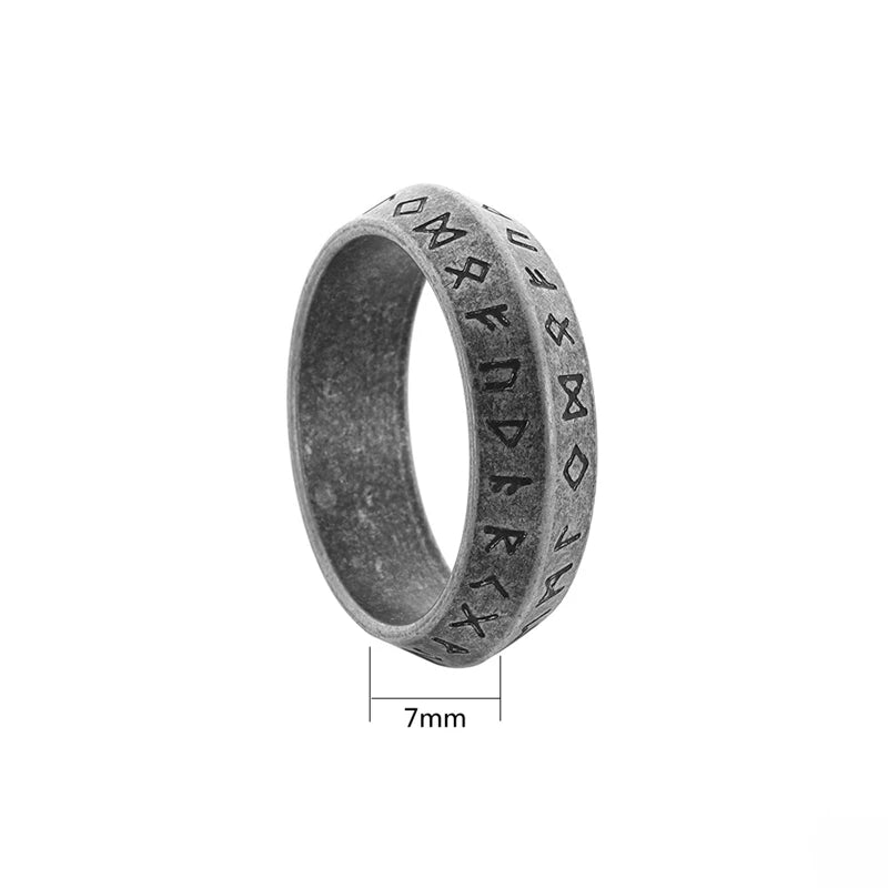 New Vintage Nordic Viking Rune Ring for Men Women Simple Stainless Steel Viking Odin Letter Ring Retro Amulet Jewelry Gifts