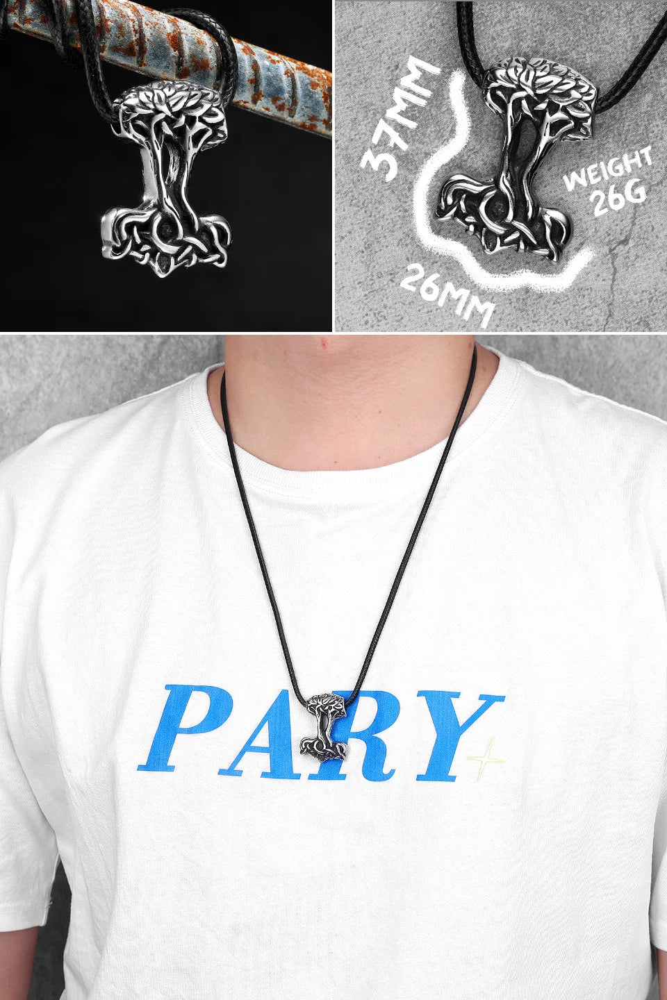 Viking Variety Weapons Men Pendant Necklace Stainless Steel Nordic Myth Chain Retro Rock Punk Rap for Friend Male Jewelry Gift