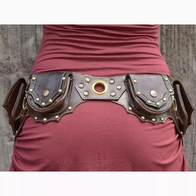 Medieval Steampunk Utility Pouch Bag Viking Knight Pirate Costume Men Women Vintage Accessory Antique Belt PU Leather Wallet