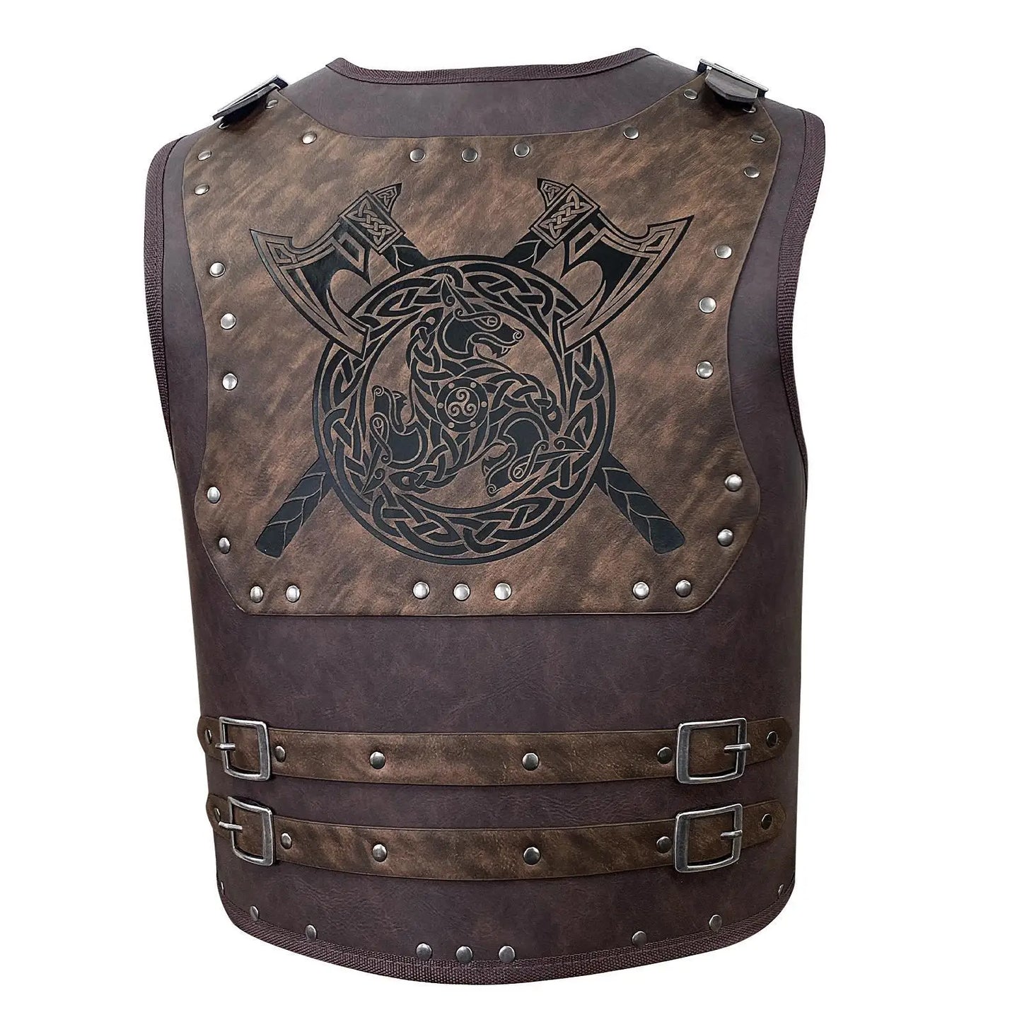 Medieval Victorian Warrior Armor Embossed Viking Costume PU Leather Knight Vest Chest Armor for Cosplay Larp Party Halloween