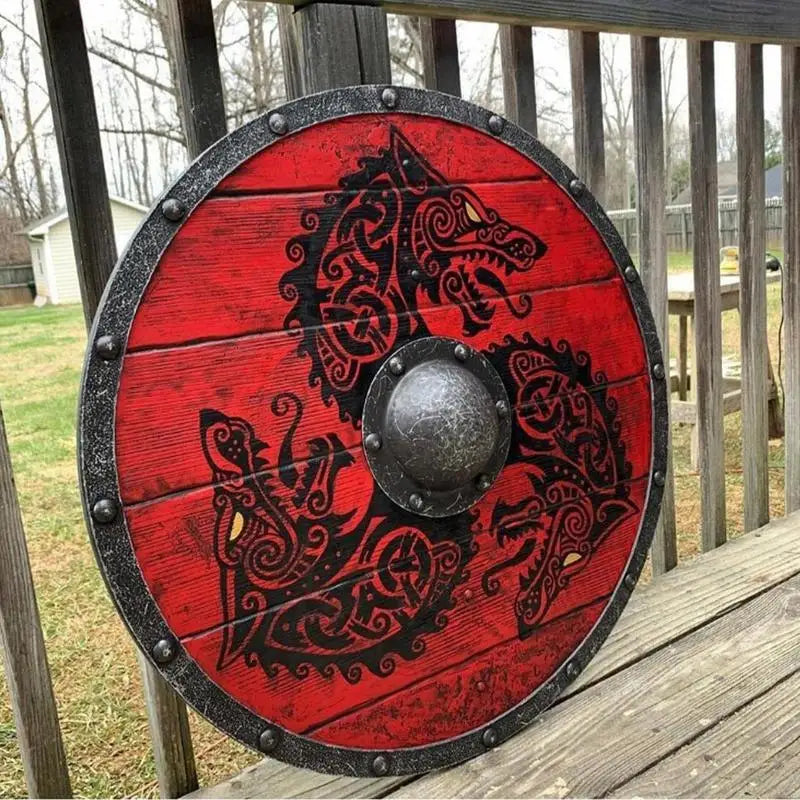Viking hand painted wooden shield