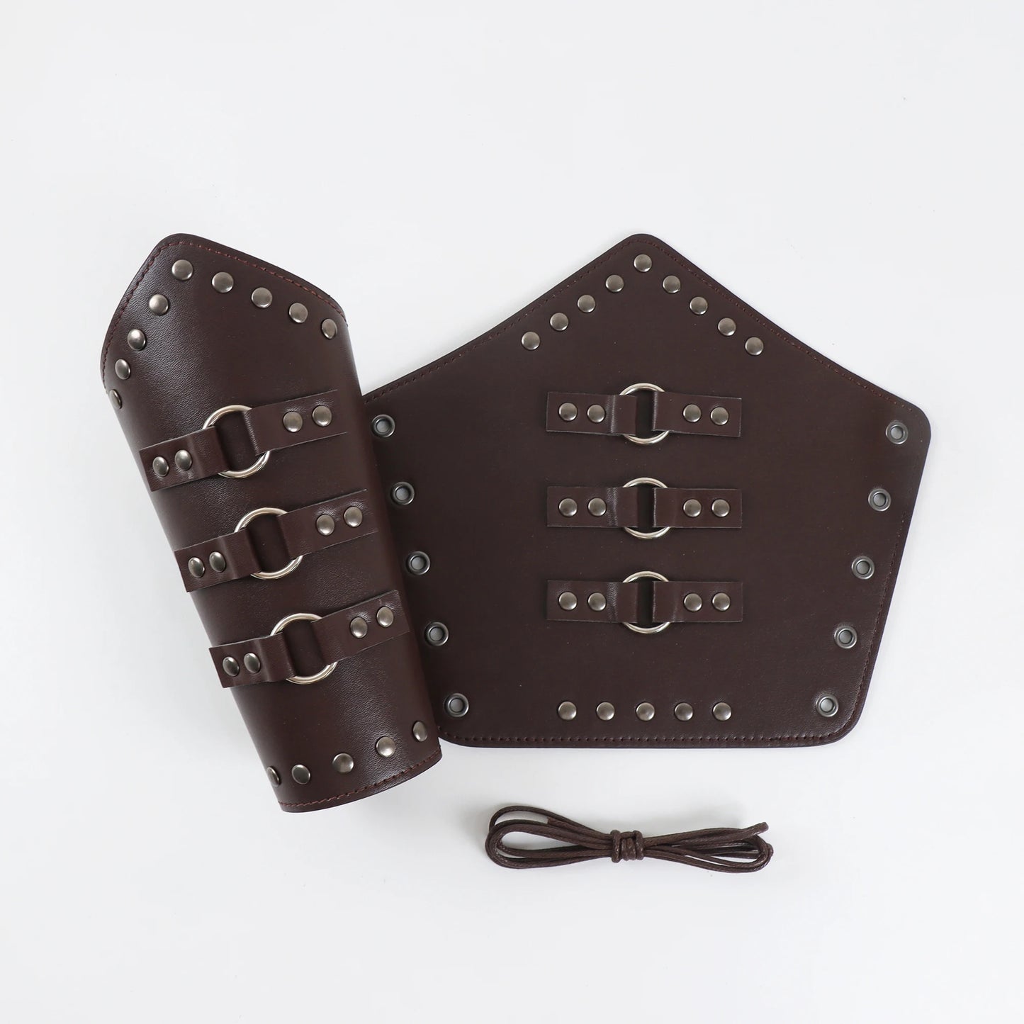 Medieval Retro Multi-Layered Leather Studded Shoulders Viking Style Warrior Shoulder Armor Combo Halloween Costume Cosplay