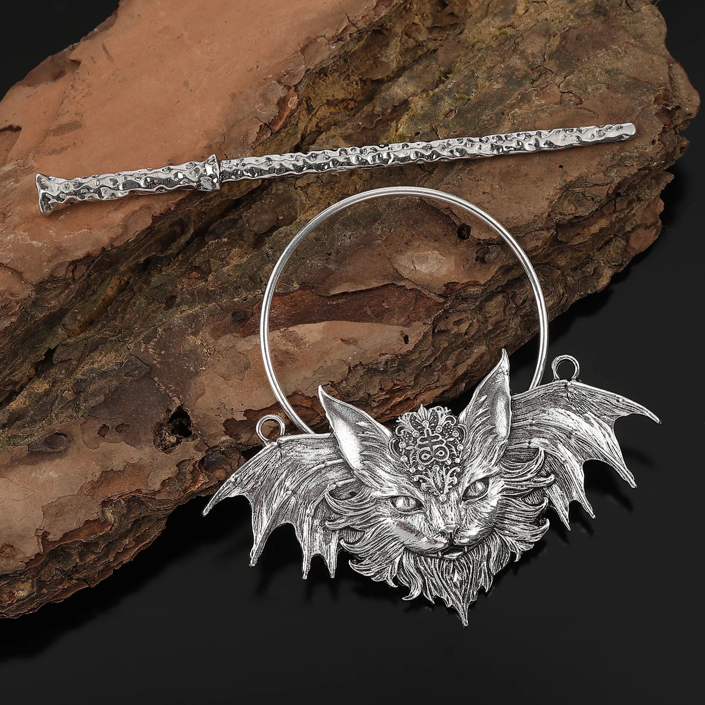 Retro Viking Gothic Bat Cat Hairpin Hair Accessory Witch Halloween Dress up Fashion Accessories Valentine's Day Mother's Day Birthday Gift