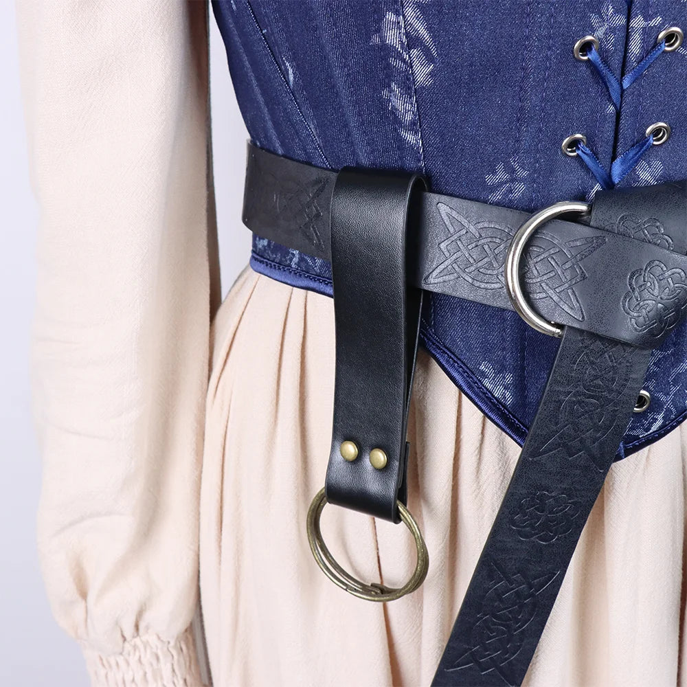 3pcs Medieval Knight Style Renaissance Retro Belt Bag With 4 glass bottles Viking Waist Belt Cosplay Decoration For Halloween