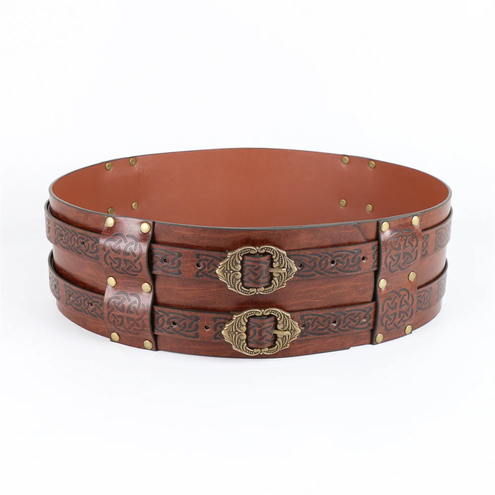 Medieval Viking Wide Belt  Halloween Medieval Faux Leather Armor Belt Knight Cosplay Corset Belt LARP Costume