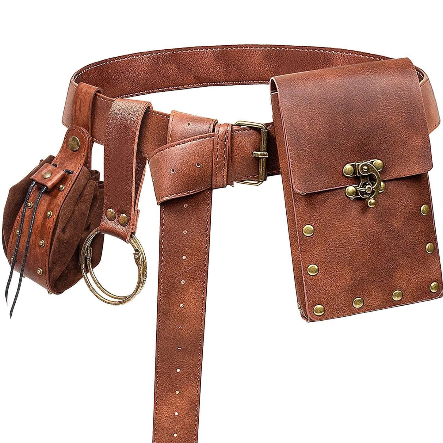 Medieval Role Playing Retro Belt Renaissance Copper Coin Waist Bag Viking Knight Skirt Clip Keychain Halloween Role Playing Prop