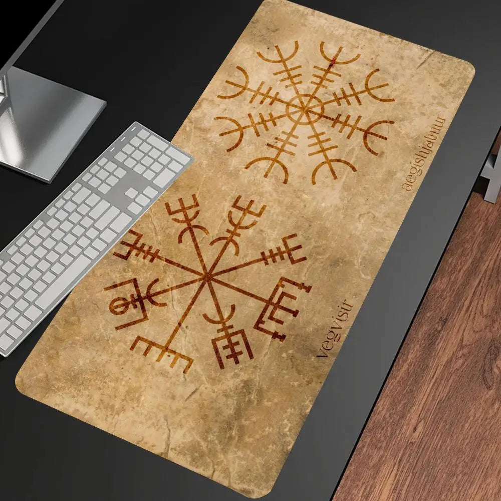 Viking-Vegvisir Logo Mousepad INS Tide Large Thickened Mouse Pad Oversized Gaming Keyboard Notebook Table Mat for PC Computer