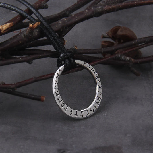 Vikings Circle Nordic Runes Necklaces Mens Amulet Vegvisir Pendant Stainless Steel cotton Chain Jewelry Gifts Wholesale with box