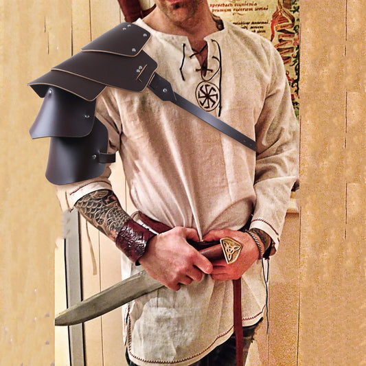 Medieval Retro Multi-Layered Leather Studded Shoulders Viking Style Warrior Armor Shoulder Armor Halloween Costume Cosplay