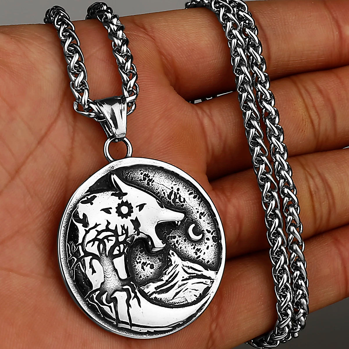 Viking Style Various Wolf Head Runes Original Stainless Steel Material Unisex Necklace Pendant Birthday Gift Factory Wholesale