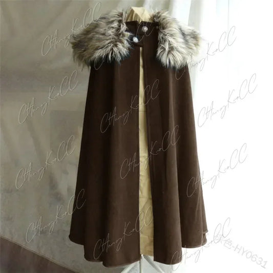 Brown furry cloak coat