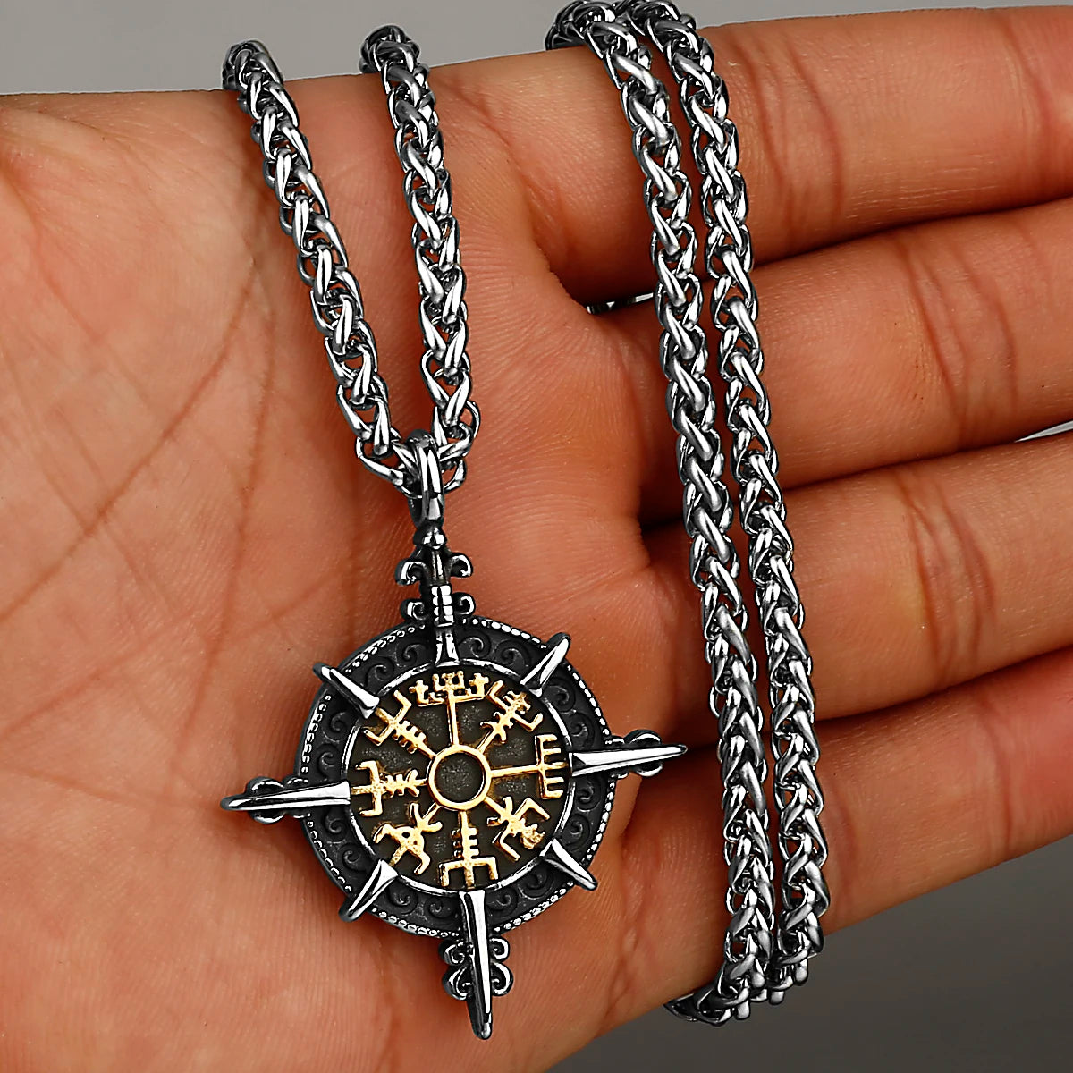 Gold Nordic compass arrow head