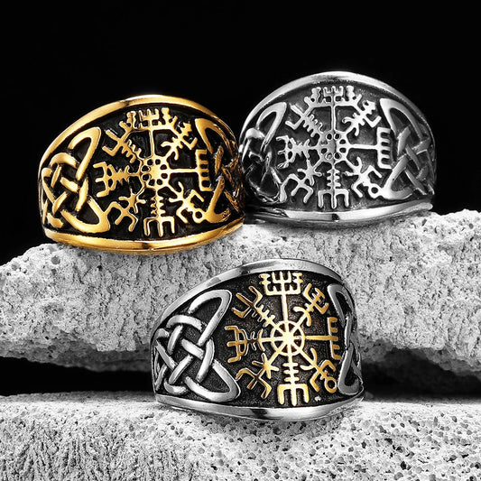 Viking Compass Celtic Knot Men Rings Stainless Steel Women Jewelry Vintage Punk Cool Stuff Fashion Accessories Gift Wholesale