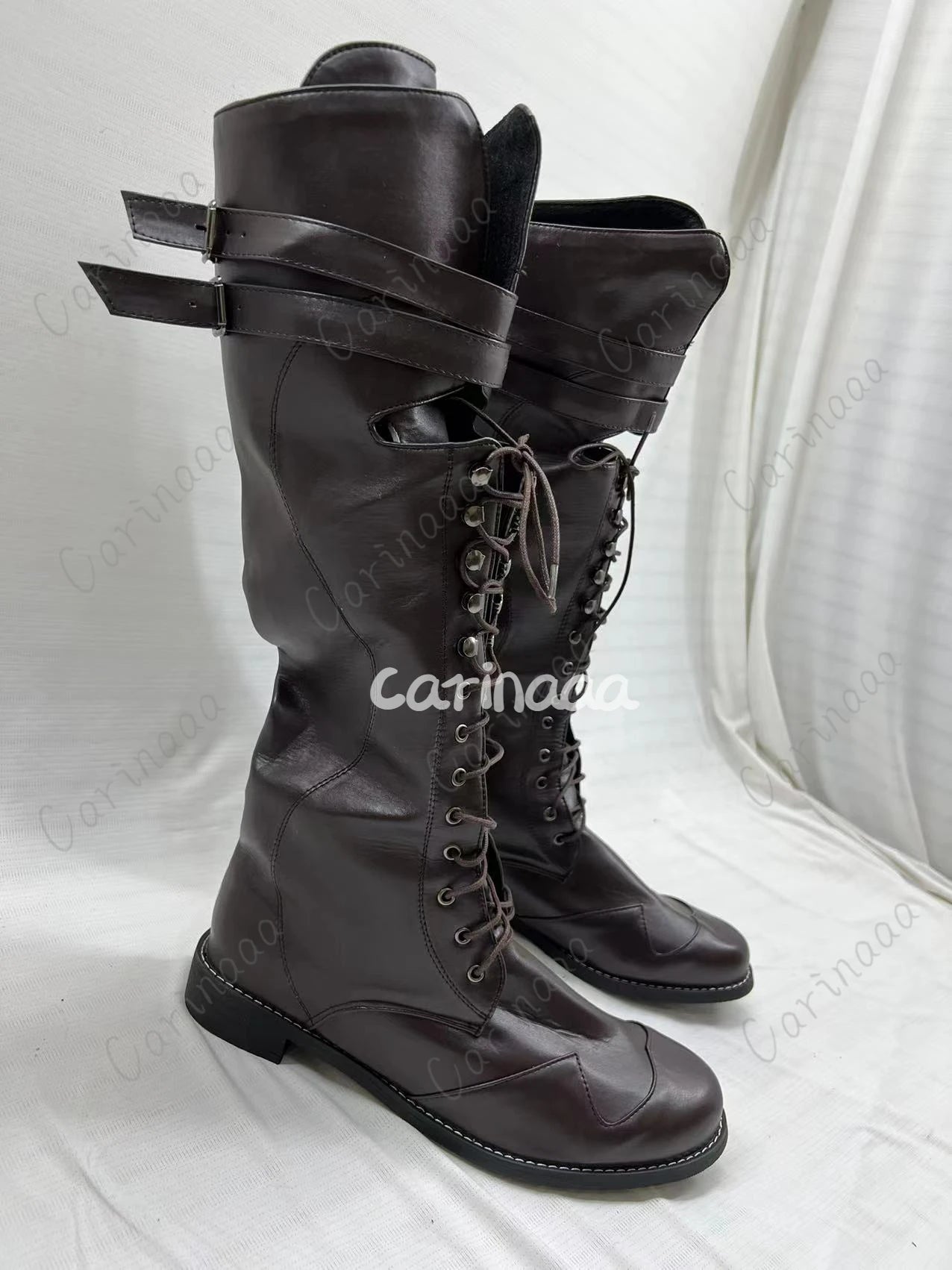 Medieval Steampunk Cosplay Boots Men Winter Larp Viking Pirate PU Leather Shoes Carnival Party Fancy Knight Boots