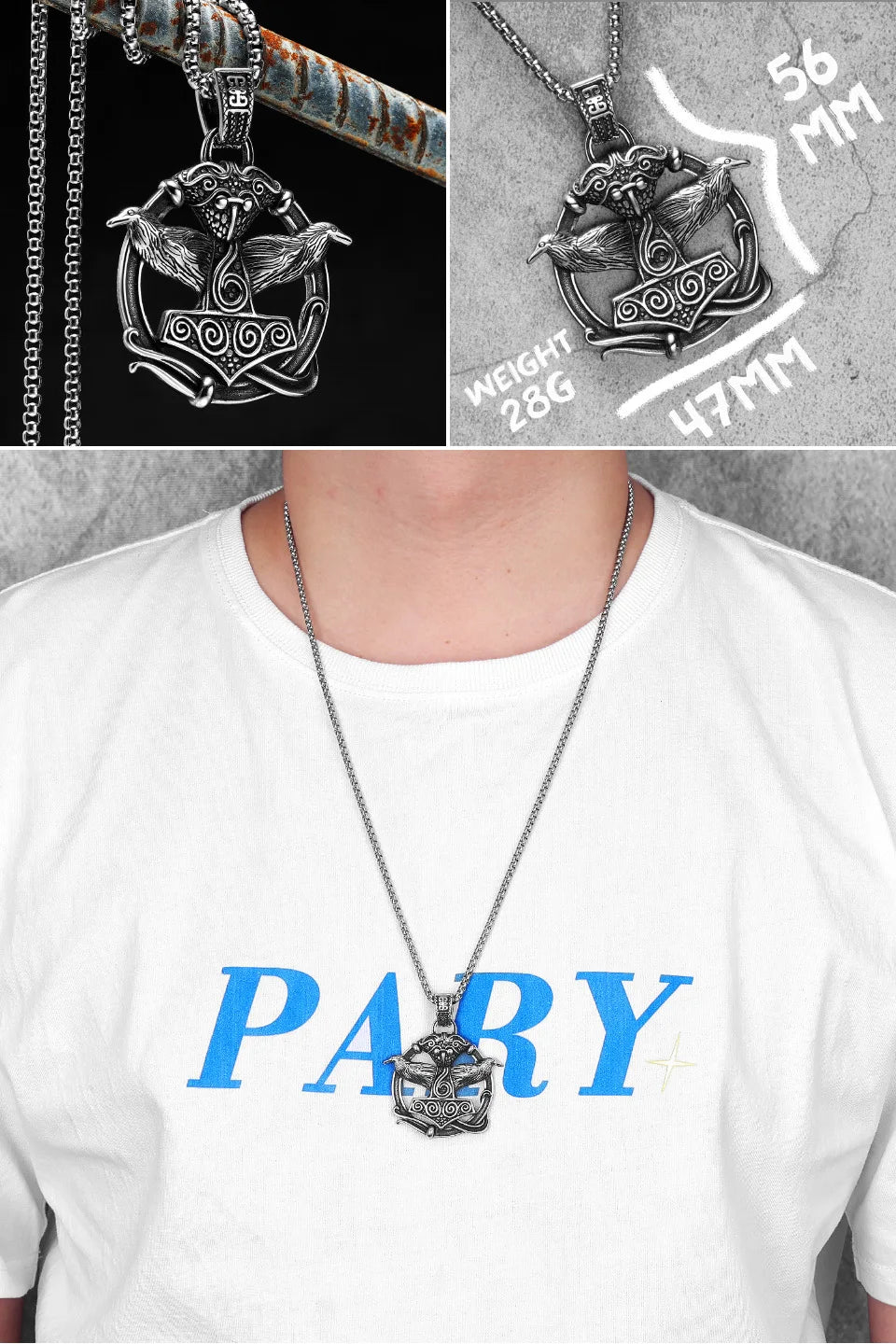 Viking Variety Weapons Men Pendant Necklace Stainless Steel Nordic Myth Chain Retro Rock Punk Rap for Friend Male Jewelry Gift