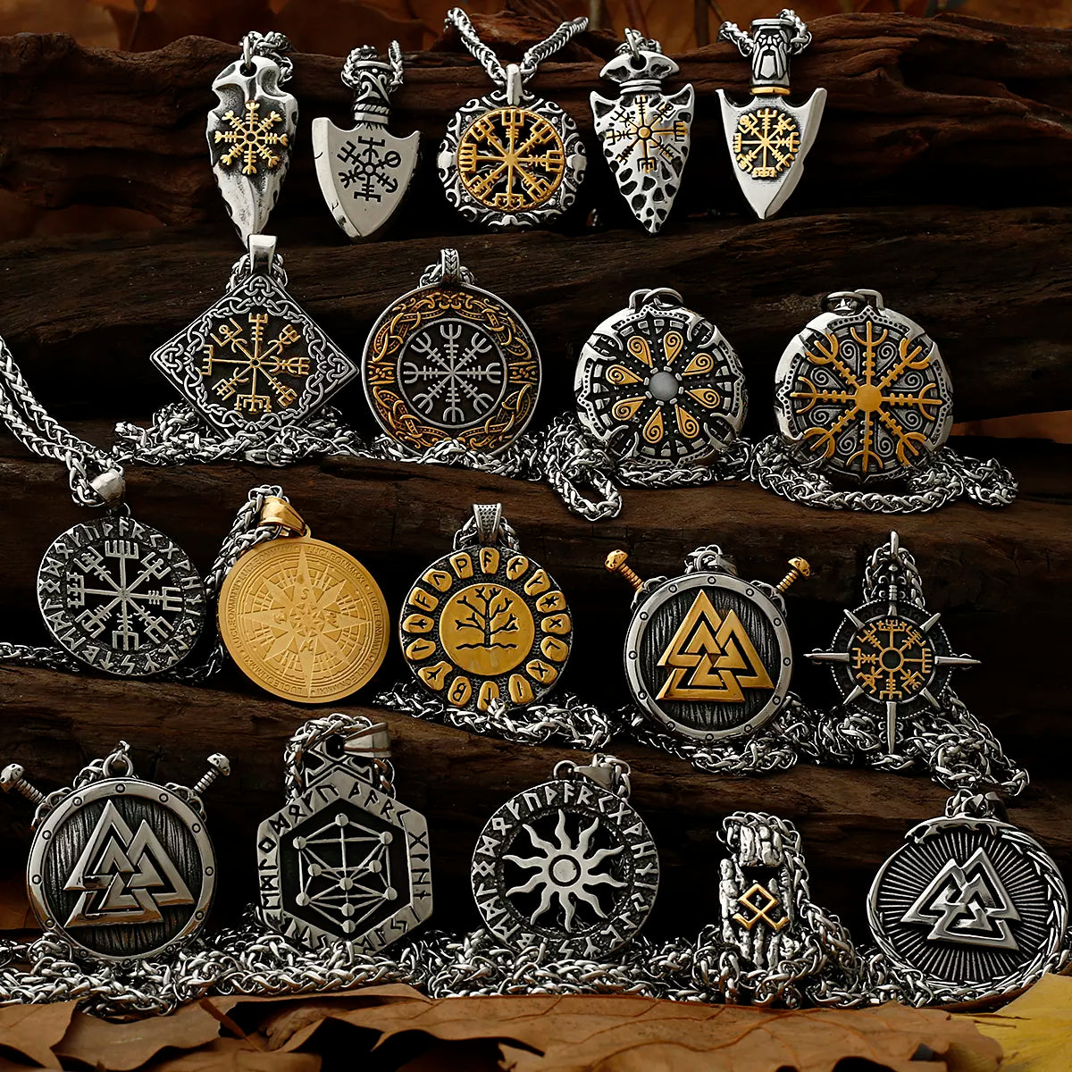 Gold Nordic compass arrow head
