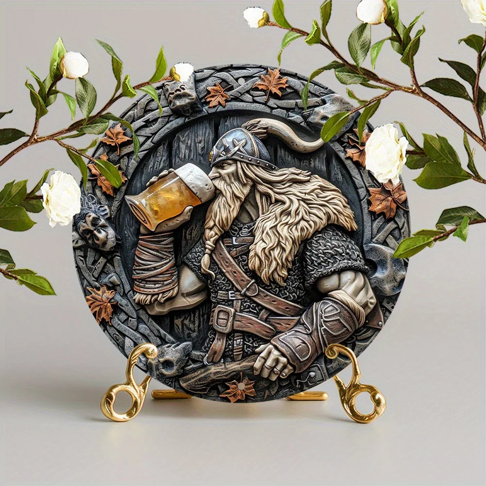 Viking Warrior 8X8" Aluminum Sign - Durable, 2D Effect Metal Wall Art For Home, Garden, Bedroom & Garage Decor - Perfect Gift Id