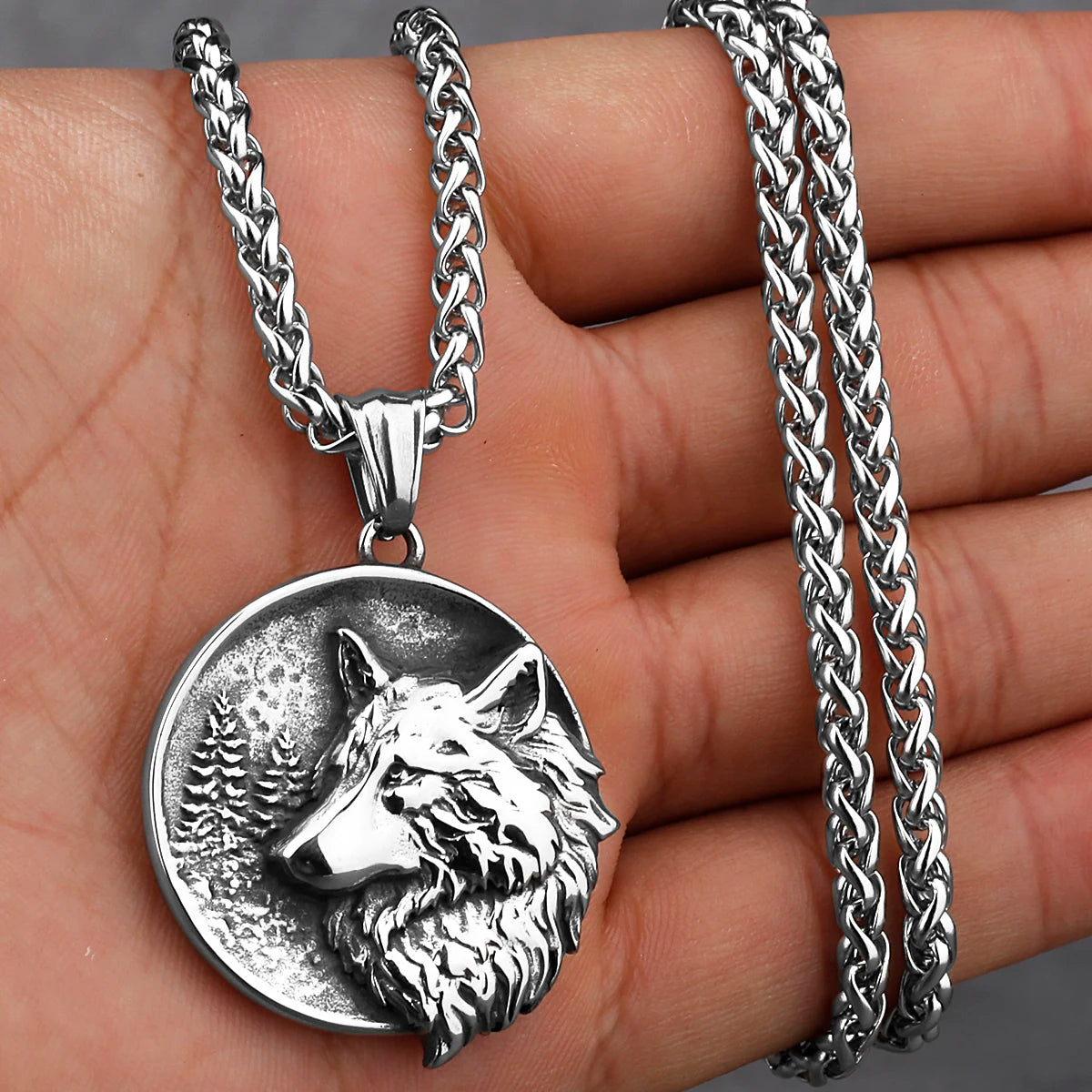 Viking Style Various Wolf Head Runes Original Stainless Steel Material Unisex Necklace Pendant Birthday Gift Factory Wholesale