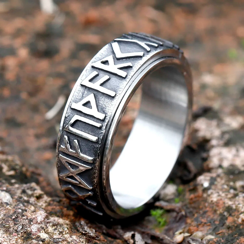 2022 Vintage Viking Rune Ring For Men Women retro 316L Stainless Steel Odin Nordic Rings Simple Amulet Jewelry Gift Wholesale