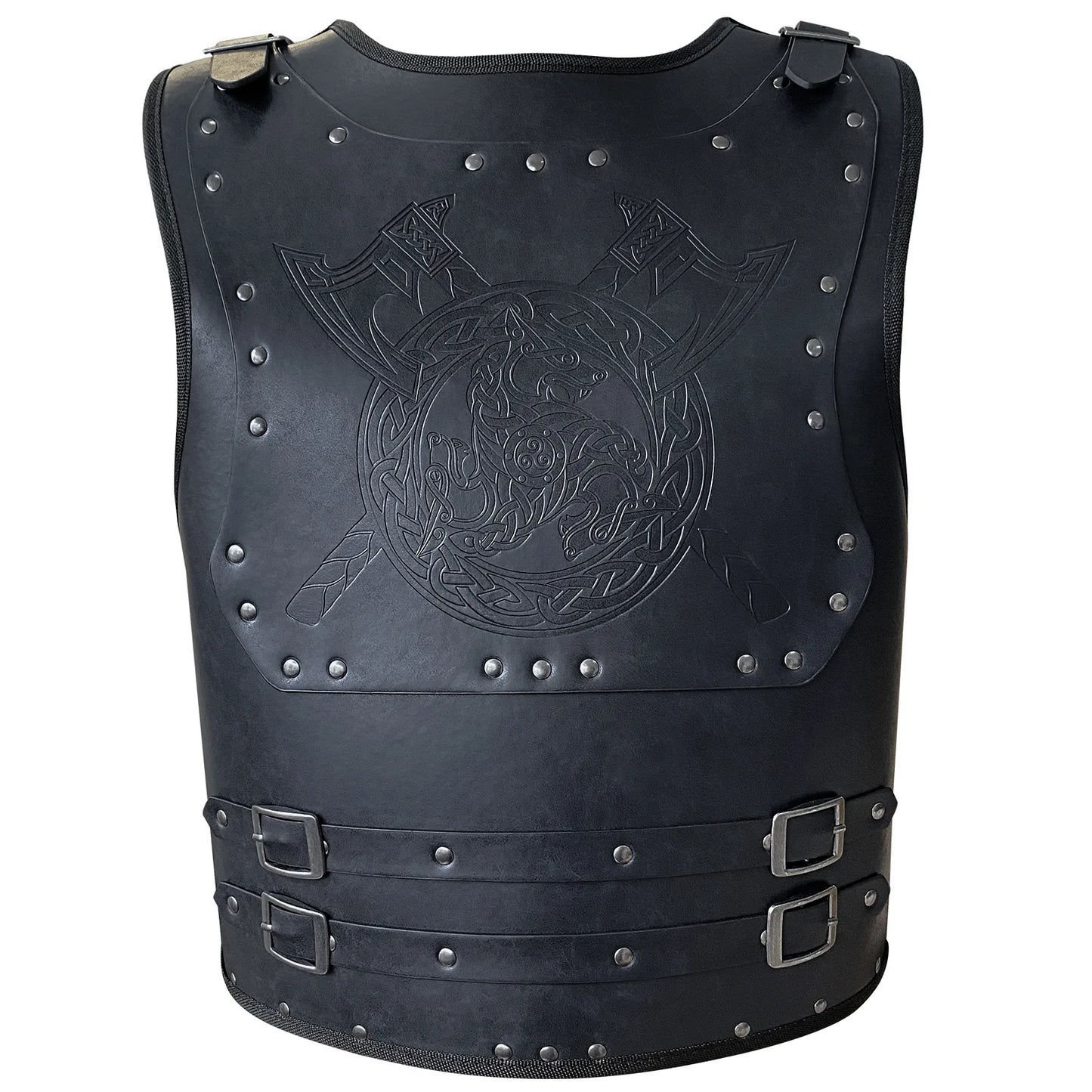 Medieval Victorian Warrior Armor Embossed Viking Costume PU Leather Knight Vest Chest Armor for Cosplay Larp Party Halloween