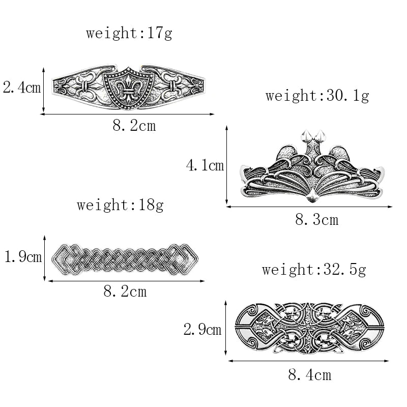 Viking Hairpin Nordic Celtics Knots Crown Vintage Metal Hair Barrettes Dragons Slide Hair Clip Women Hair Jewelry Accessorie