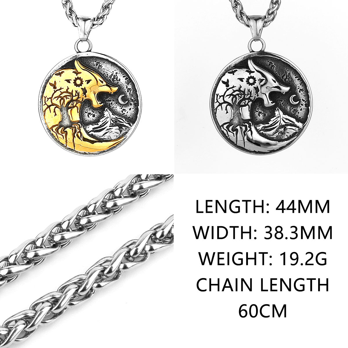 Viking Style Various Wolf Head Runes Original Stainless Steel Material Unisex Necklace Pendant Birthday Gift Factory Wholesale