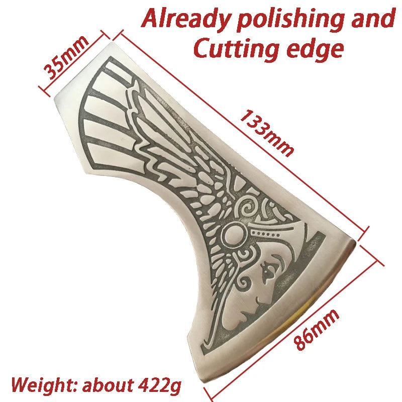 Forge Viking Axe Head Multifunctional Cut Firewood Axe Accessories Outdoor Camping Survival Self-defense Axes Without Handle