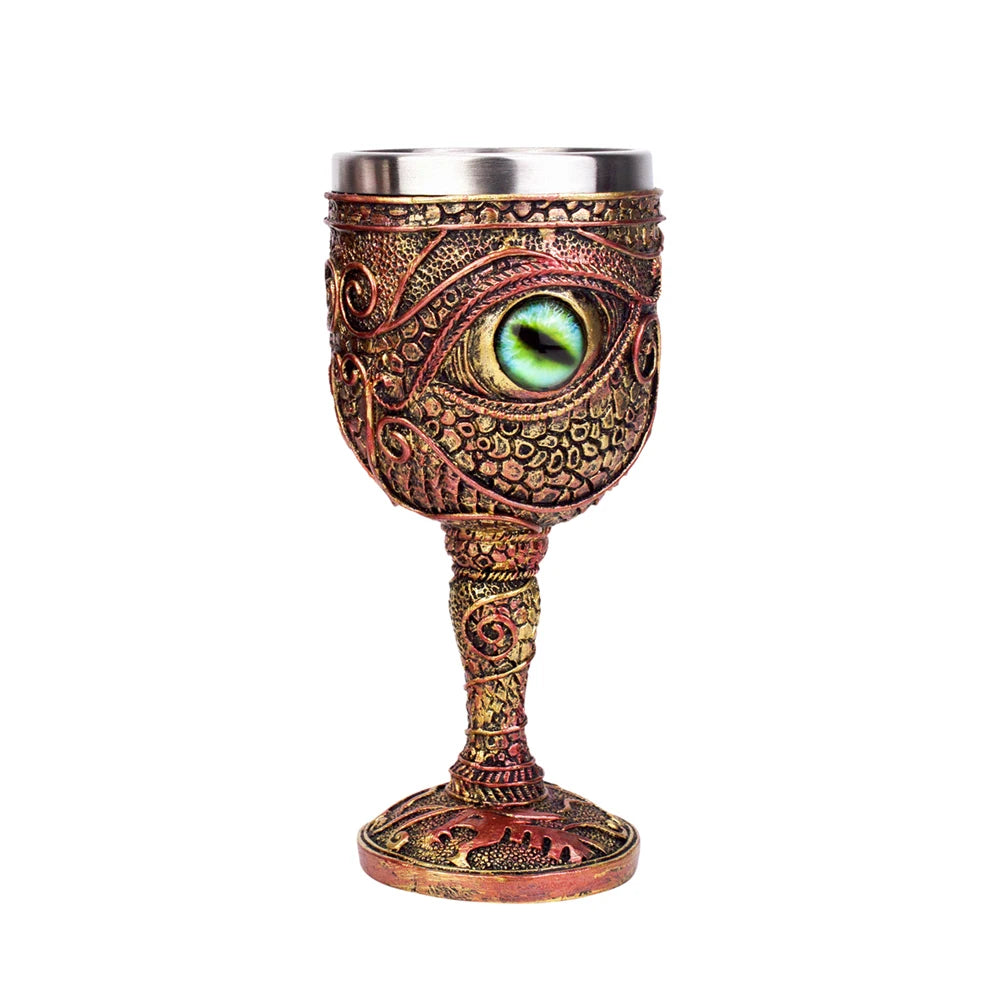 Gothic Wine Goblet Contain Dragon Claw Viking Skeleton Retro Stainless Steel&Resin Wine Glass BEST Halloween Gifts Bar Drinkware