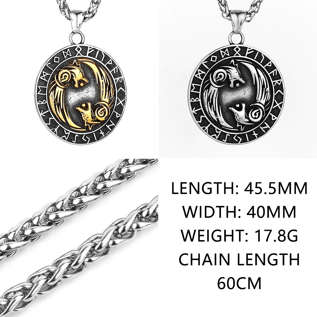 Viking Style Various Wolf Head Runes Original Stainless Steel Material Unisex Necklace Pendant Birthday Gift Factory Wholesale