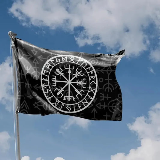 Viking Valhalla Norse Mythology Symbols Flag Ideal for Outdoor and Indoor Use