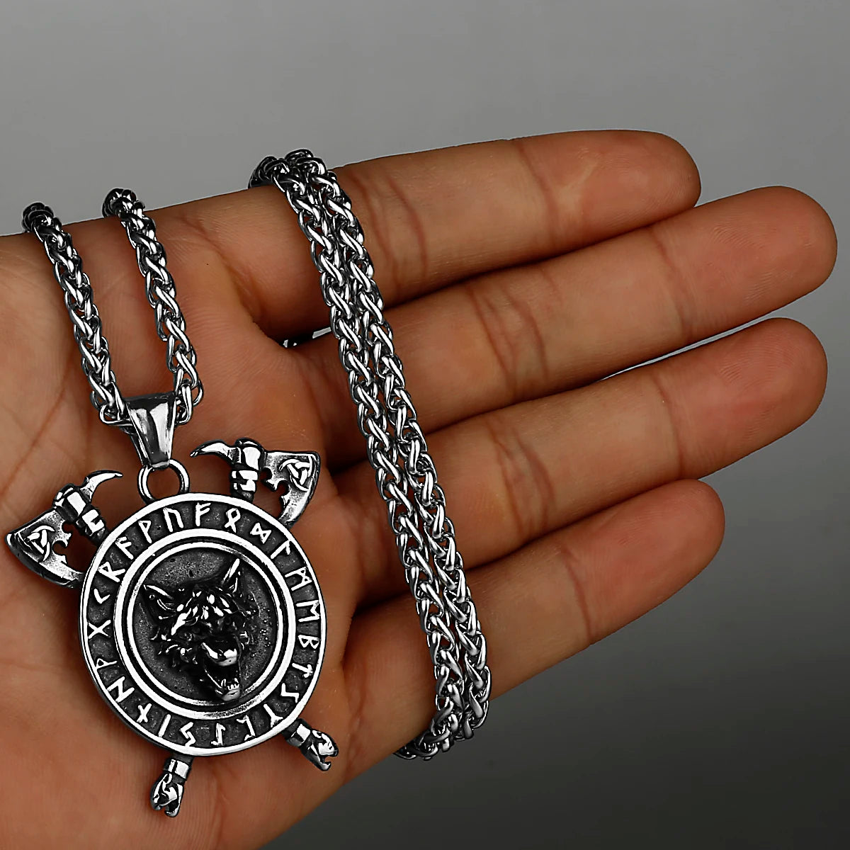 Viking Style Various Wolf Head Runes Original Stainless Steel Material Unisex Necklace Pendant Birthday Gift Factory Wholesale