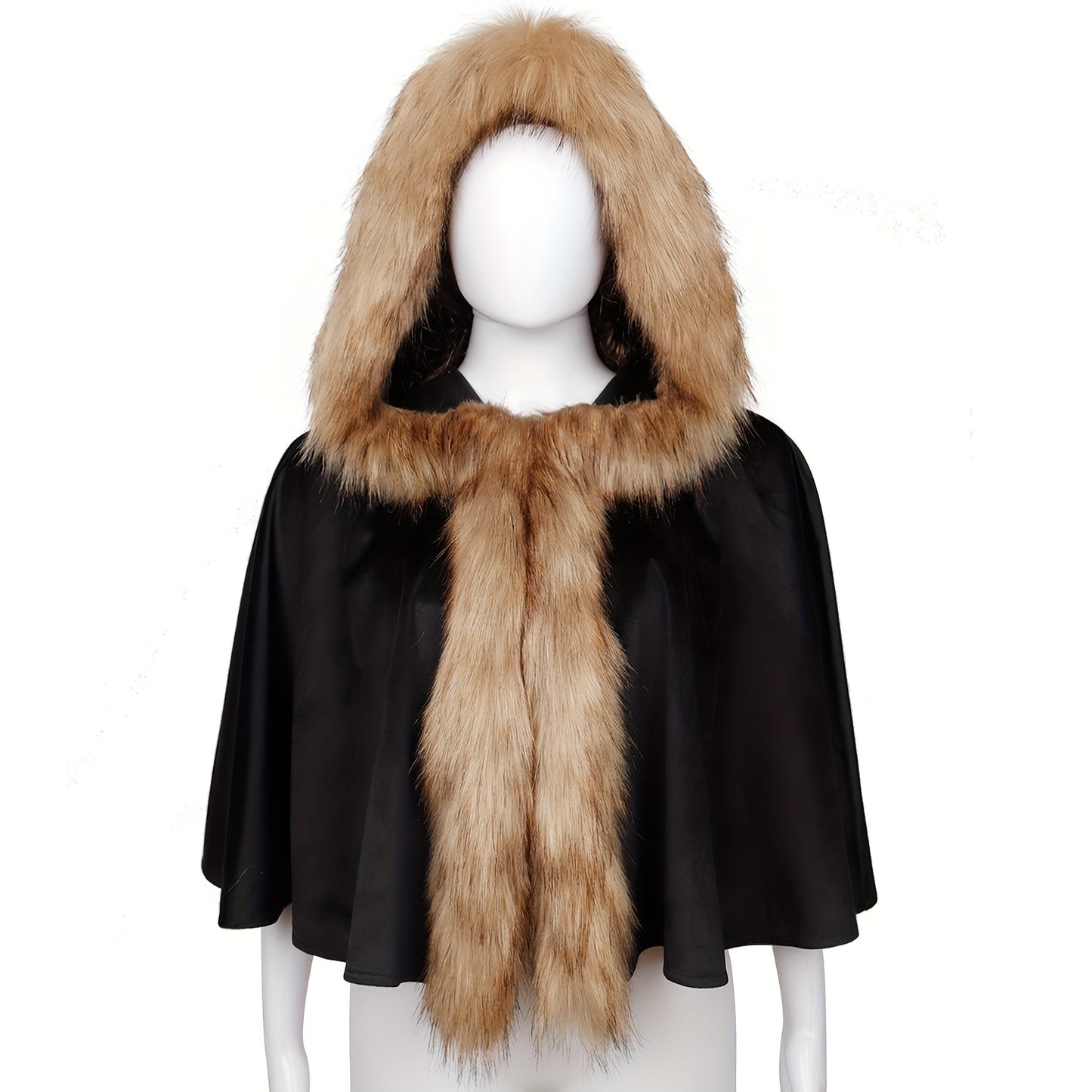 Fashionable Viking Hooded Cloak with Faux Fur Trim - Polyester Renaissance Cape for Halloween, Cosplay, and Christmas Costumes - L'VOW Medieval Style Hooded Cloak with Hand Wash or Professional Dry Clean Care Instructions