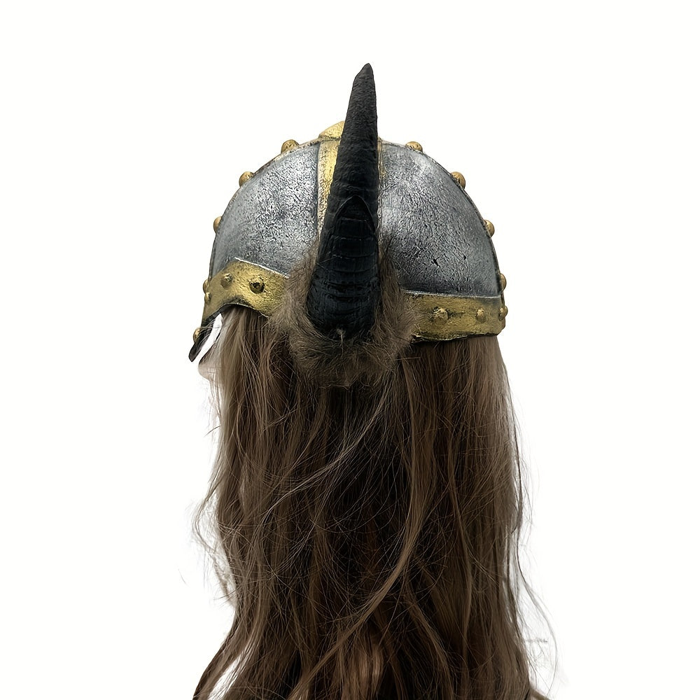 Scary Viking Hat Mask - Medieval Viking Costume Party Accessory with Horns, Synthetic Faux Leather Viking Helmet for Halloween, Cosplay, Viking Costume Women, Viking Helmet, Scary Mask, Halloween Mask