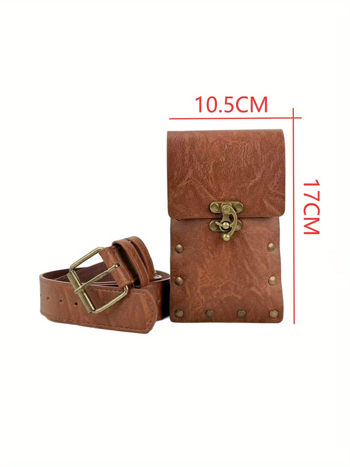 Medieval Viking Knight PU Leather Belt-Fedora Style Waist Bag - Adjustable Buckle Strap, Buckles & Buckler-Like Plate - Renaissance Faire, Viking Cosplay, Historical Costume Accessory (Unisex) - Durable PU Leather (Not Plate,