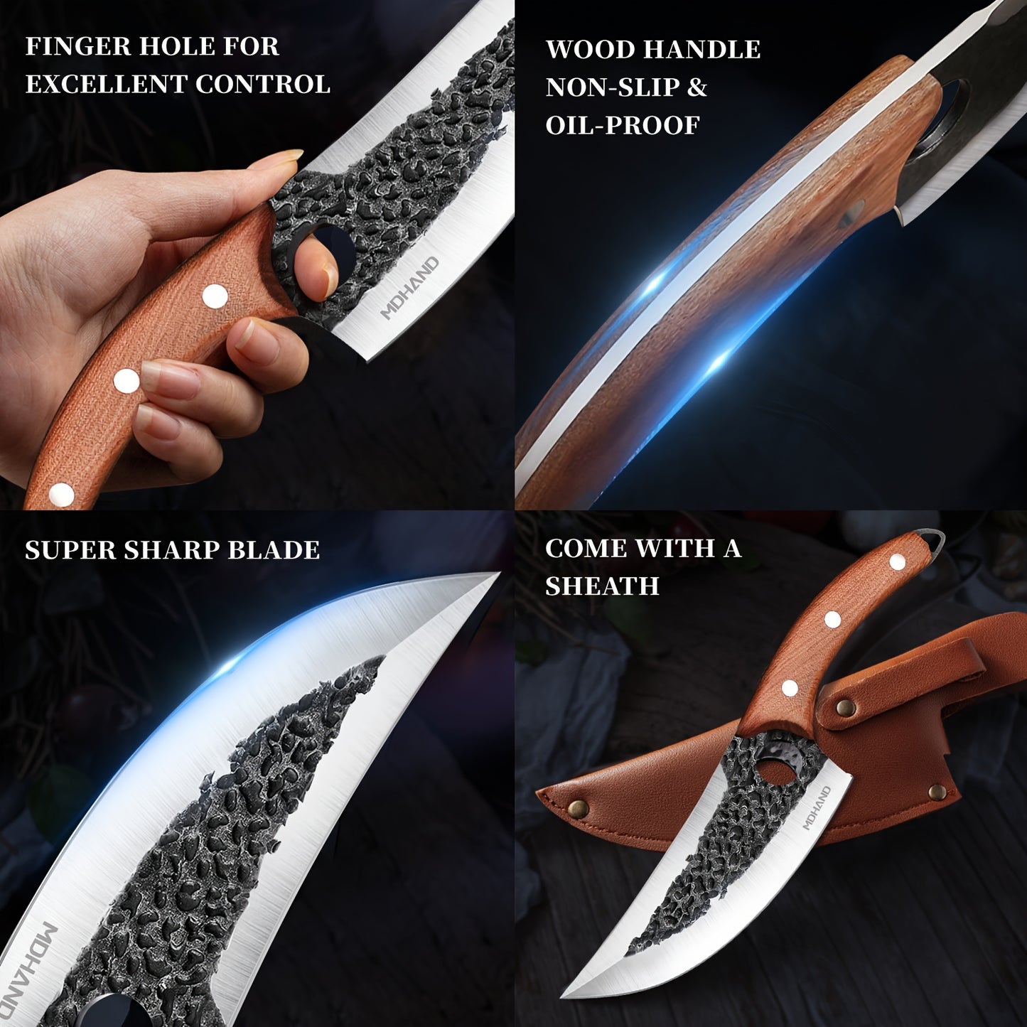 Upgraded Viking Cleaver Knife - Hand Forged, Sharp, Japanese-Style Butcher Knife for Meat Cutting, Outdoor Camping, BBQ, and Chef's Kitchen with Premium Sheath and Ergonomic Handle for Comfortable Grip