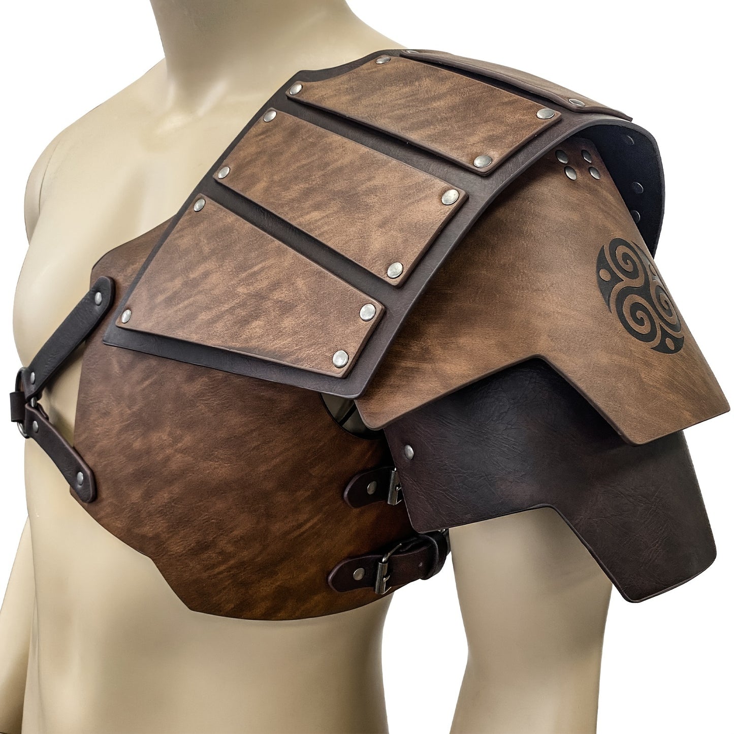 Medieval Style Viking Shoulder Armor, PU Leather Single Pauldron, Cool and Handsome Knight Costume Accessory for LARP/Role-Playing, Halloween - Do Not Wash