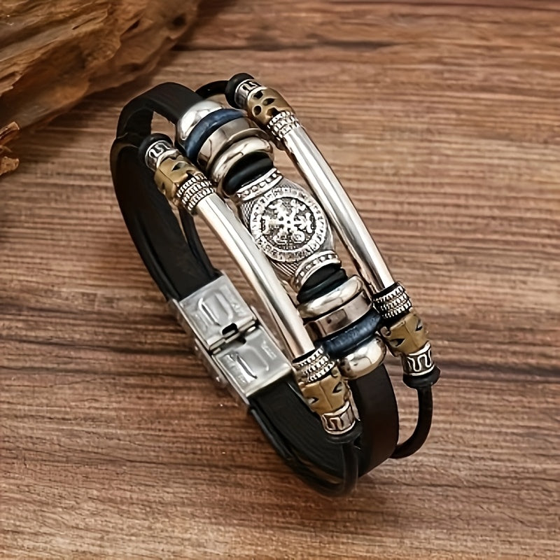 Vintage Viking Style Faux Leather Bracelet New Creative Men's Bracelet