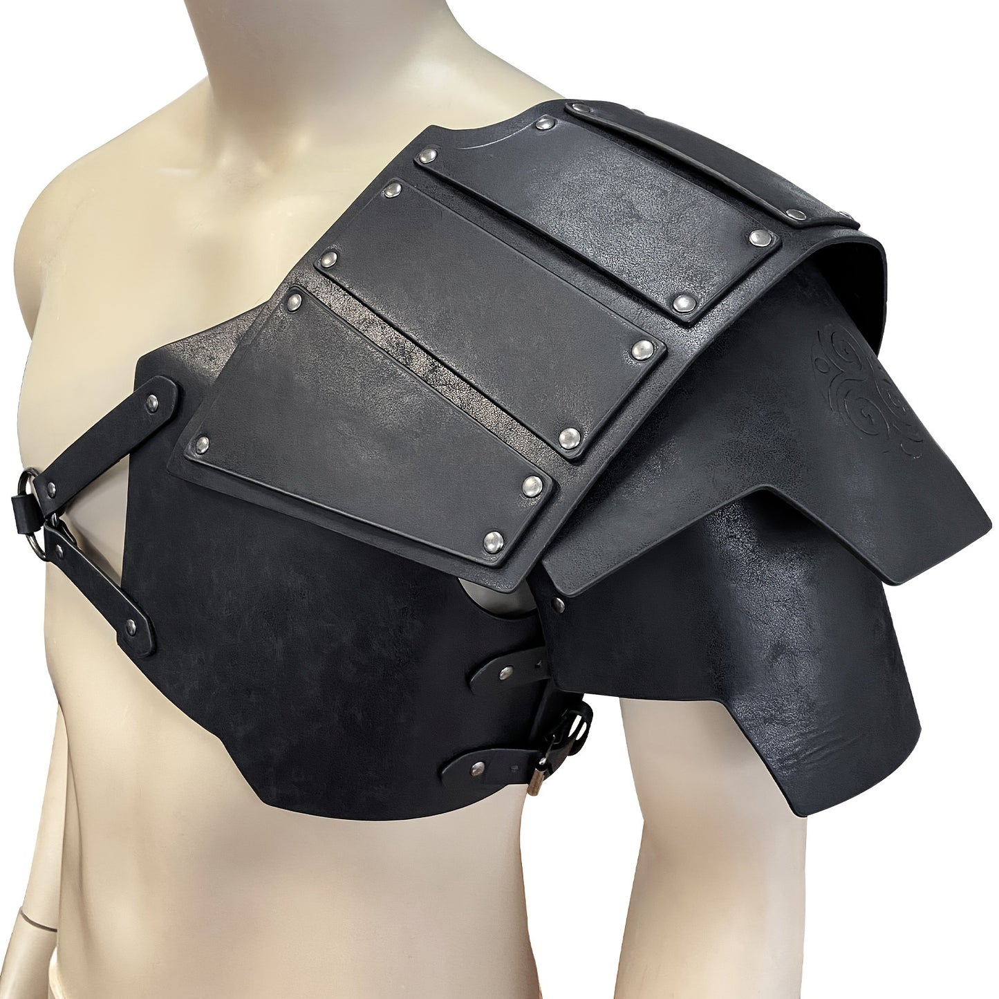 Medieval Style Viking Shoulder Armor, PU Leather Single Pauldron, Cool and Handsome Knight Costume Accessory for LARP/Role-Playing, Halloween - Do Not Wash